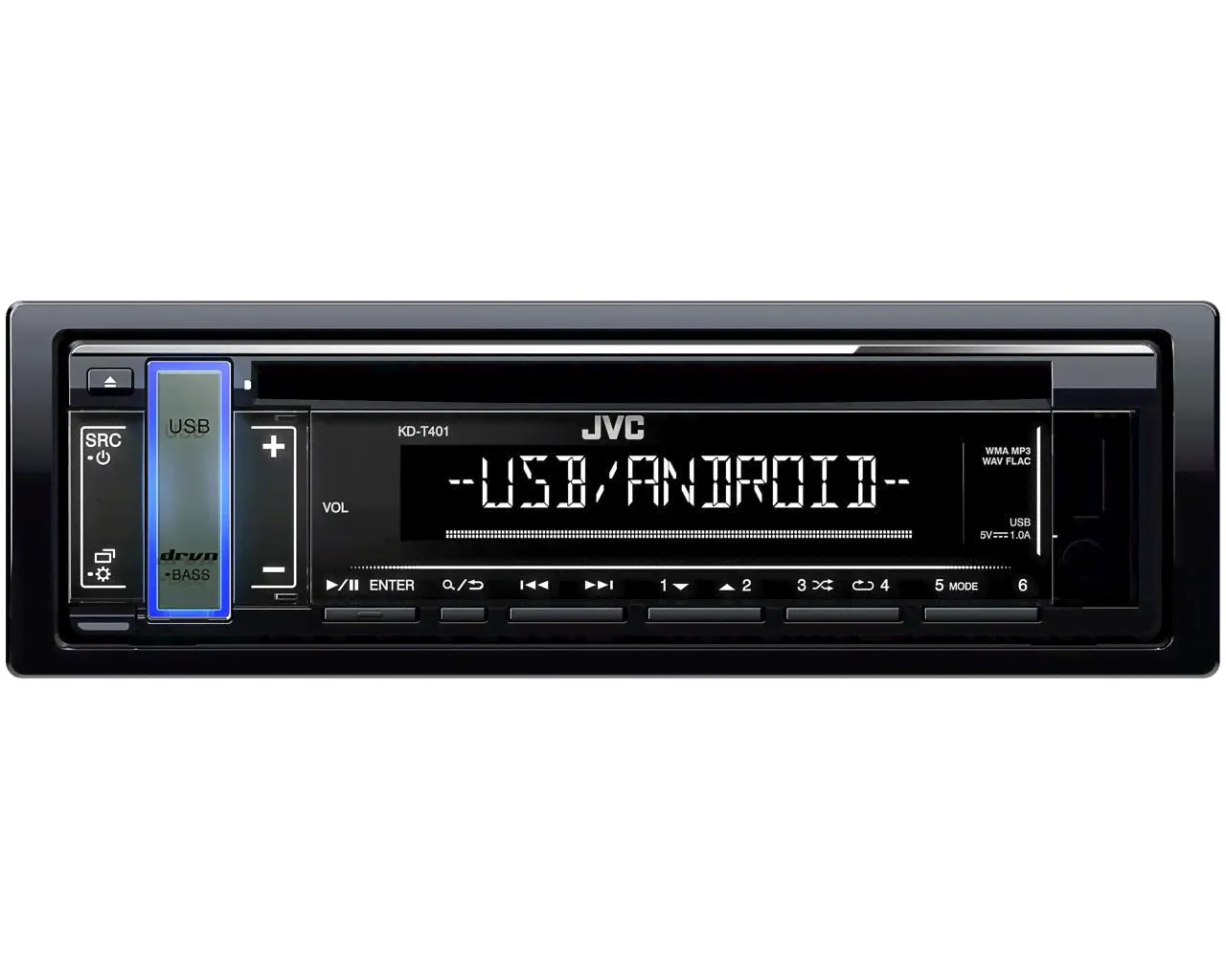 JVC Автомагнитола, 1 DIN, 0ГБ